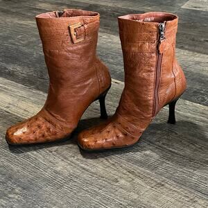 Luciano Rossi Vintage Exotic Leather Boots Ostrich Style Size 8 Mexico NWOB